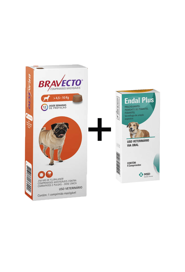 Kit Bravecto 4,5 a 10 kg e Endal Plus - Msd de Brinde