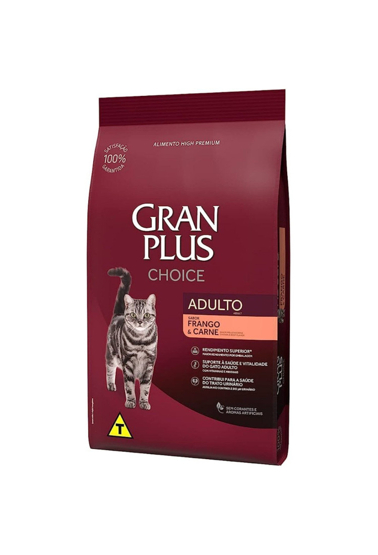 Ração Gran Plus Choice Frango e Carne e Arroz Gatos adultos 10,1kg Ração Gran Plus Choice Frango e Carne e Arroz Gatos adultos 10,1kg