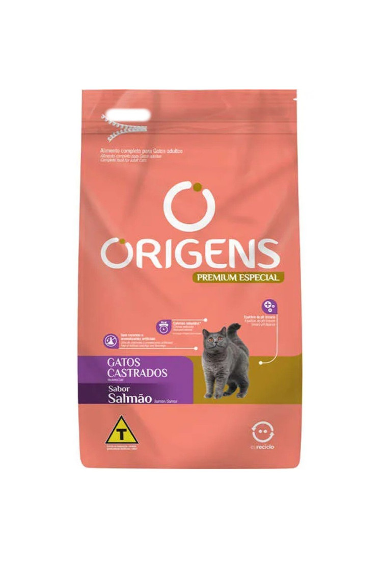 Ração Origens para Gatos Castrados sabor Salmão - 10,1kg Ração Origens para Gatos Castrados sabor Salmão - 10,1kg