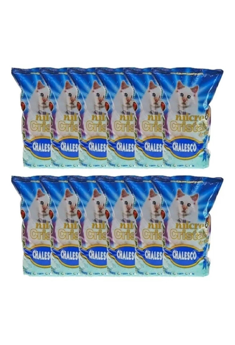 Combo 12 Areia para Gatos Sílica Higiênica Micro Cristais em Gel Chalesco - 1,8kg