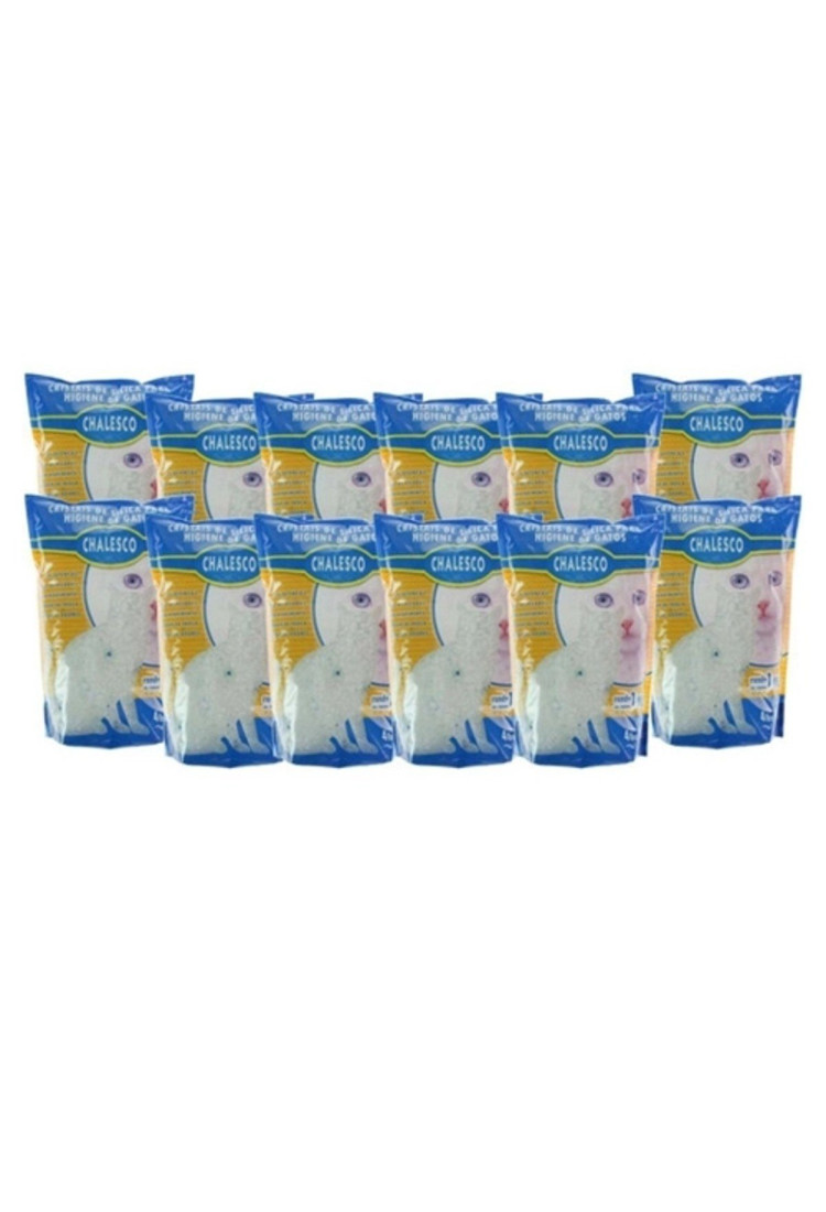 Kit 12 Unidades Areia para Gato Sílica Higiênica Cristais em Gel Chalesco