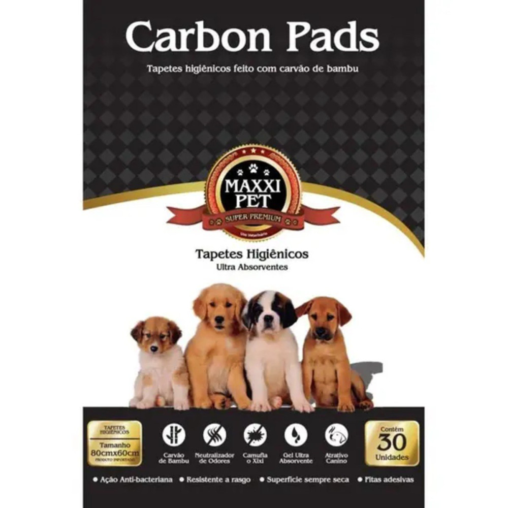 3 Pct Tapete Higiênico Maxxi Pet Carbon 80x60cm - 90 Tapetes 3 Pct Tapete Higiênico Maxxi Pet Carbon 80x60cm - 90 Tapetes