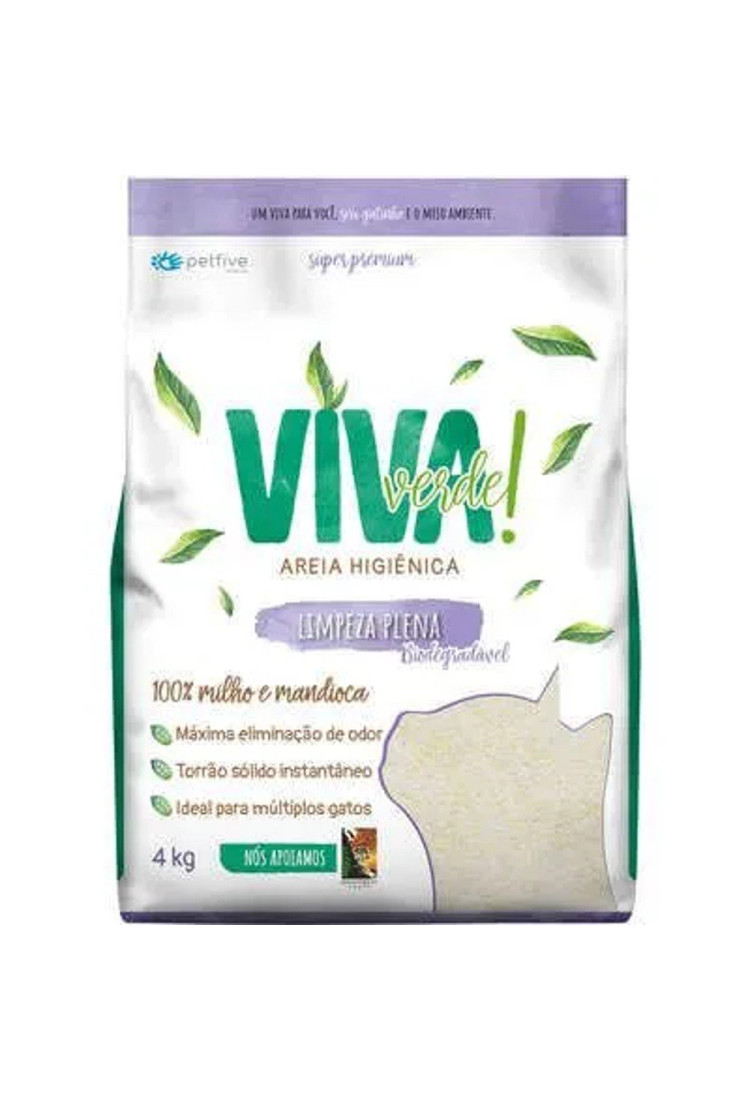 Areia Higiênica Viva Verde Limpeza Plena 4Kg Roxa Bio Fina Areia Higiênica Viva Verde Limpeza Plena 4Kg Roxa Bio Fina