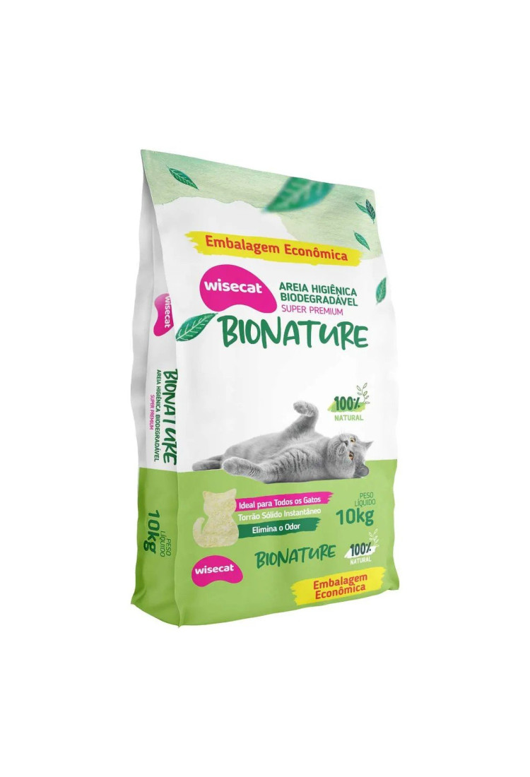 Bionature areia higiênica a gatos biodegradável Wisecat 10KG Bionature areia higiênica a gatos biodegradável Wisecat 10KG