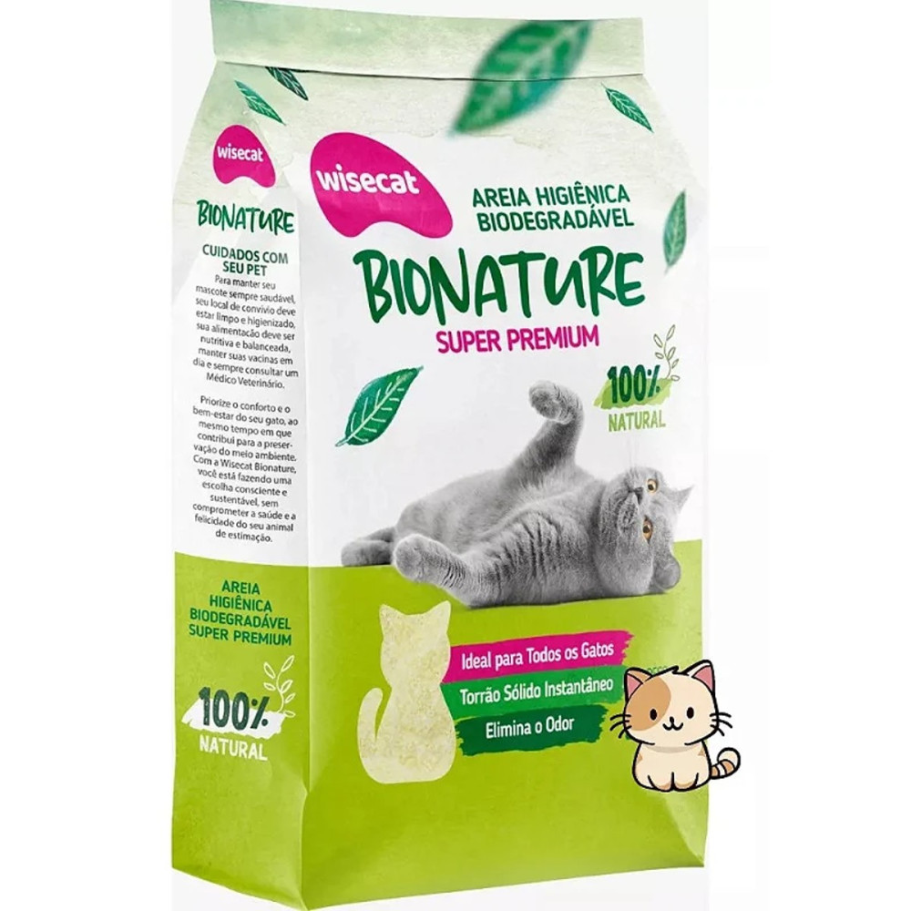 Bionature areia higiênica a gatos biodegradável Wisecat 10KG Bionature areia higiênica a gatos biodegradável Wisecat 10KG