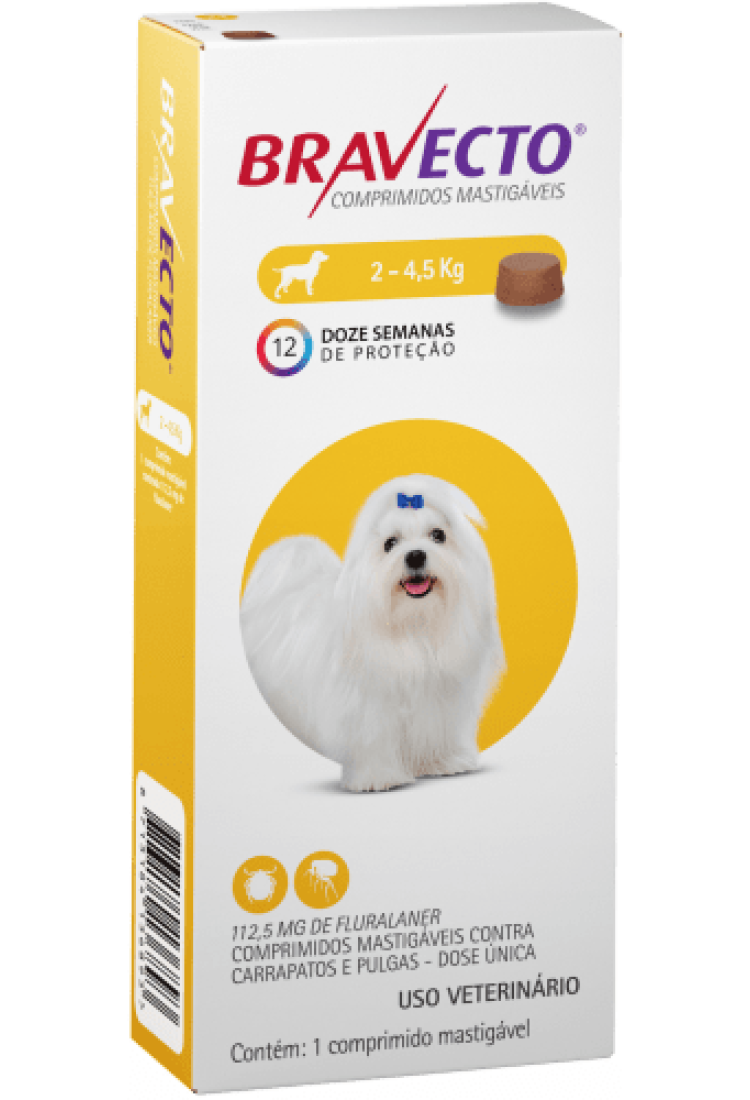 Bravecto Antipulgas Comprimido Cães 2 A 4,5Kg Bravecto Antipulgas Comprimido Cães 2 A 4,5Kg