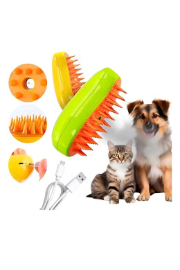 Escova Pet 3 Em 1 Removedor De Pelos Vapor Massagem Elétrica