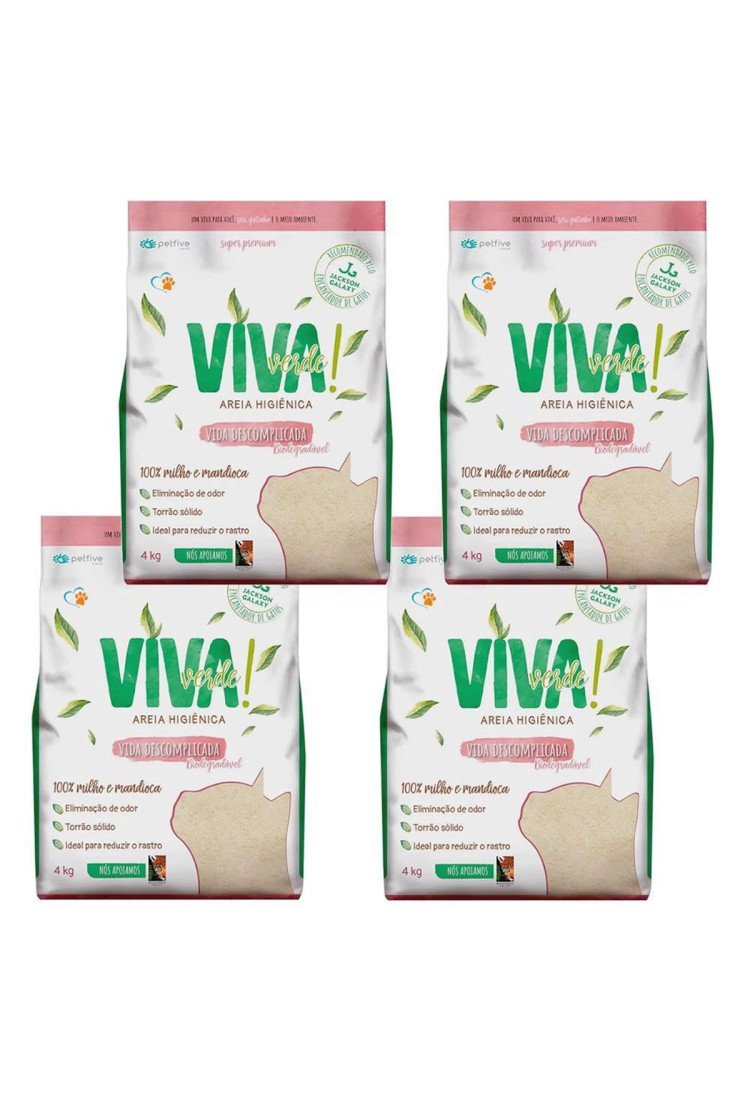 Kit 04Un Areia Higiênica Viva Verde Vida Descomplicada 4Kg Kit 04Un Areia Higiênica Viva Verde Vida Descomplicada 4Kg