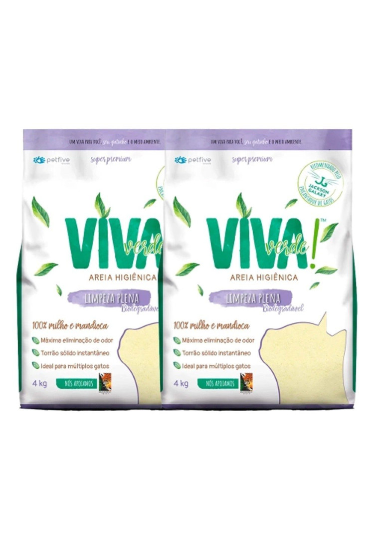 Kit 2 Areia Higiênica Viva Verde Biodegradável Bio Fina 8 Kg Kit 2 Areia Higiênica Viva Verde Biodegradável Bio Fina 8 Kg