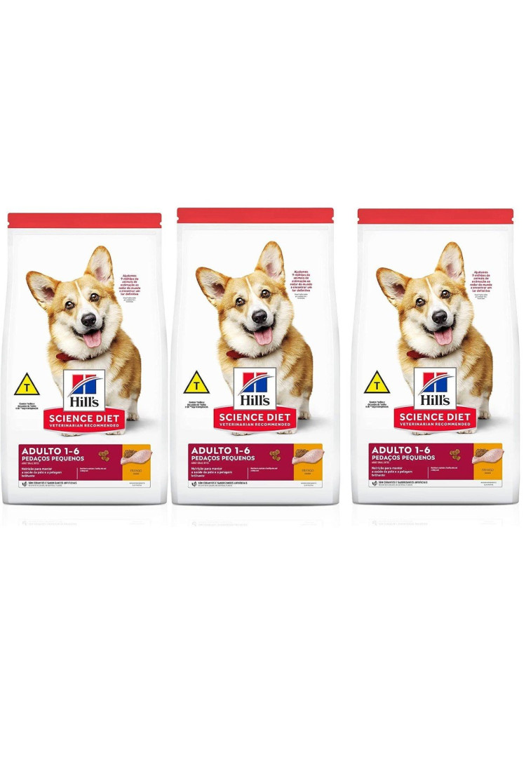 Kit 3 unidade Ração Hills Science Diet Pedaços Pequenos Adulto 800G Kit 3 unidade Ração Hills Science Diet Pedaços Pequenos Adulto 800G