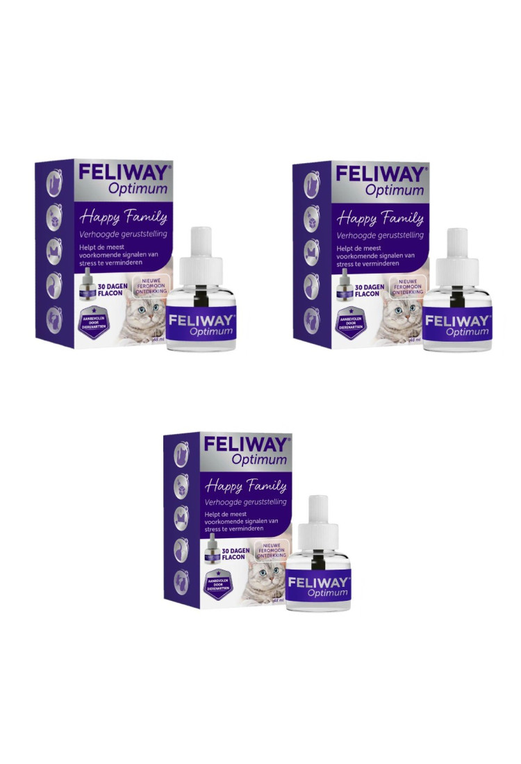 Kit 3x Feliway Optimum Happy Family Cat, refil de 30 dias