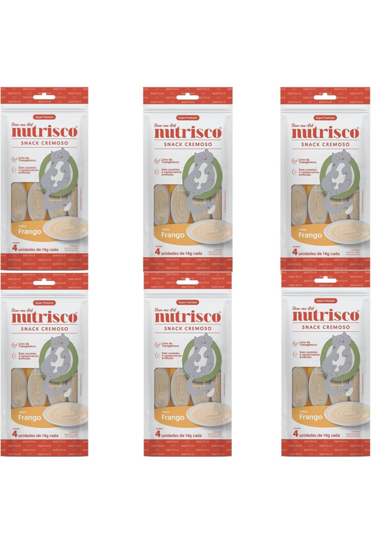 Kit 6 Unidades Snack Cremoso Nutrisco para Gatos Sabor Frango - 56 G Kit 6 Unidades Snack Cremoso Nutrisco para Gatos Sabor Frango - 56 G