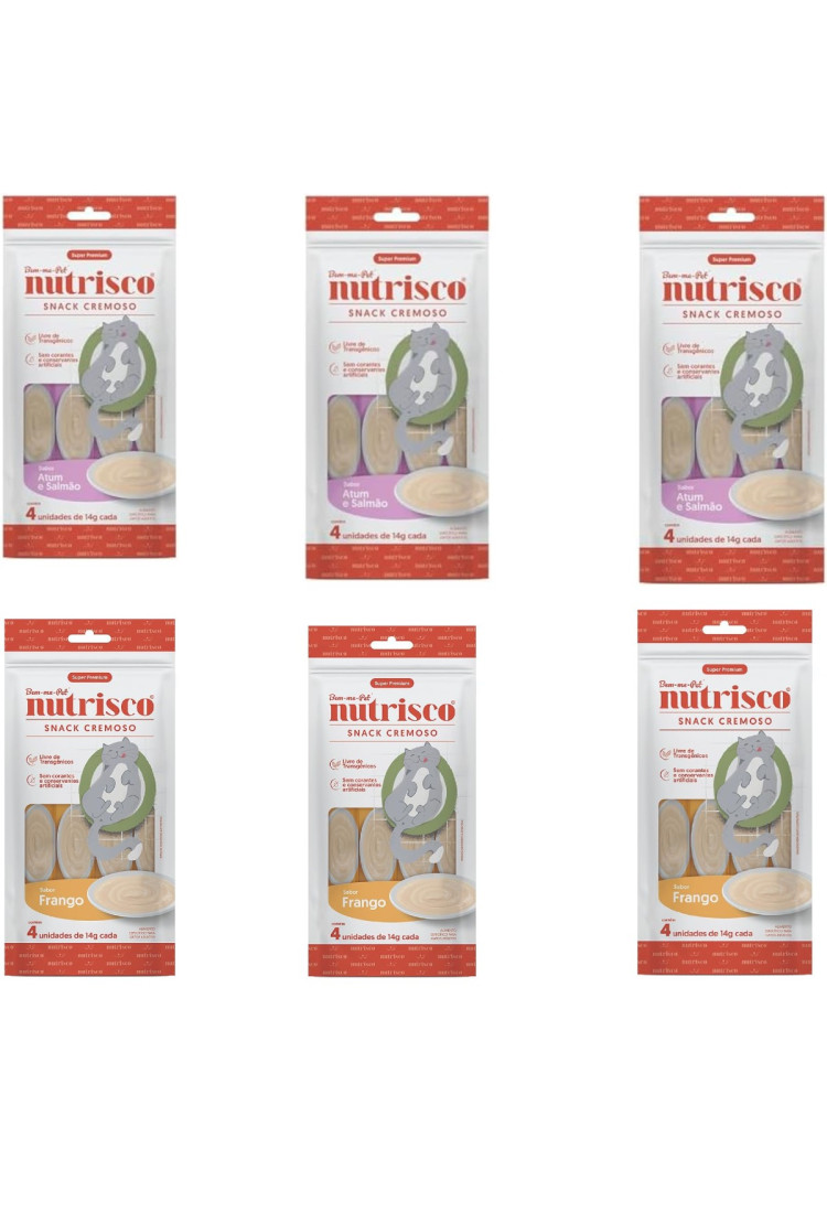 Patê Para Gato Snack Cremoso Nutrisco Kit Mix 6 Unid 56g Patê Para Gato Snack Cremoso Nutrisco Kit Mix 6 Unid 56g