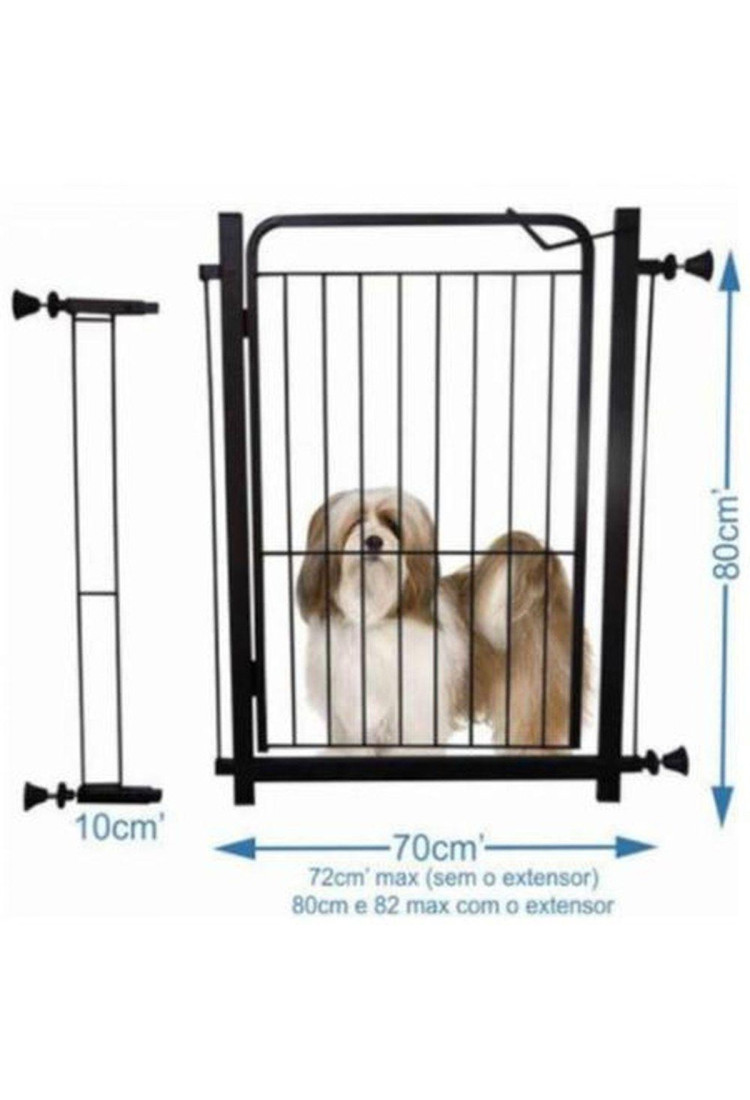 Portão Para Pet Aramado Com Prolongador 10Cm Preto Portão Para Pet Aramado Com Prolongador 10Cm Preto