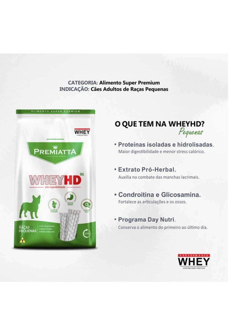 Premiatta Ração Whey Hd 31 Cães Adultos Raças Pequenas 3Kg (15X 200G) Premiatta Ração Whey Hd 31 Cães Adultos Raças Pequenas 3Kg (15X 200G)
