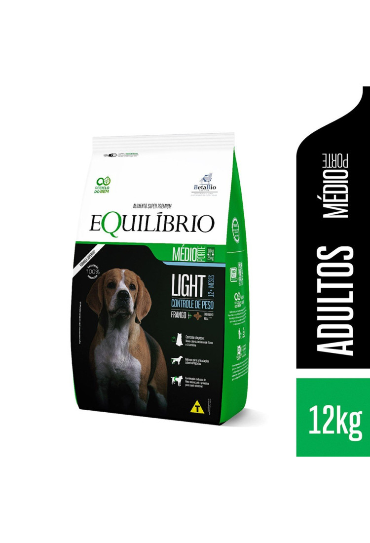 Ração Equilíbrio Light para Cães Adultos de Porte Médio Sabor Frango 12kg Ração Equilíbrio Light para Cães Adultos de Porte Médio Sabor Frango 12kg