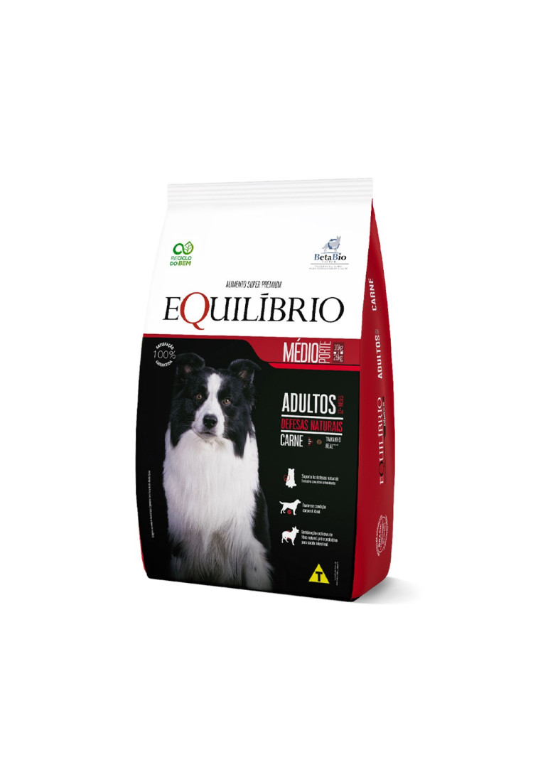 Ração Equilíbrio para Cães Adultos de Porte Médio Sabor Carne 12kg Ração Equilíbrio para Cães Adultos de Porte Médio Sabor Carne 12kg