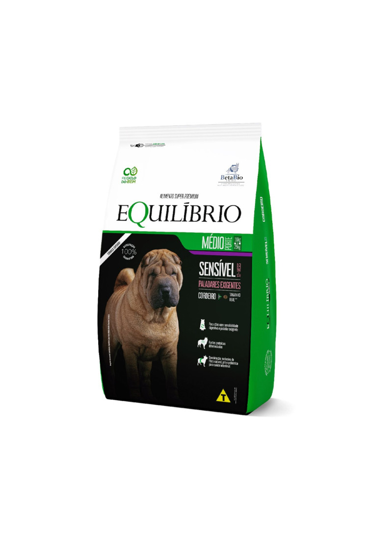 Ração Equilíbrio Sensível Cães Adultos Médio Cordeiro 12Kg Ração Equilíbrio Sensível Cães Adultos Médio Cordeiro 12Kg