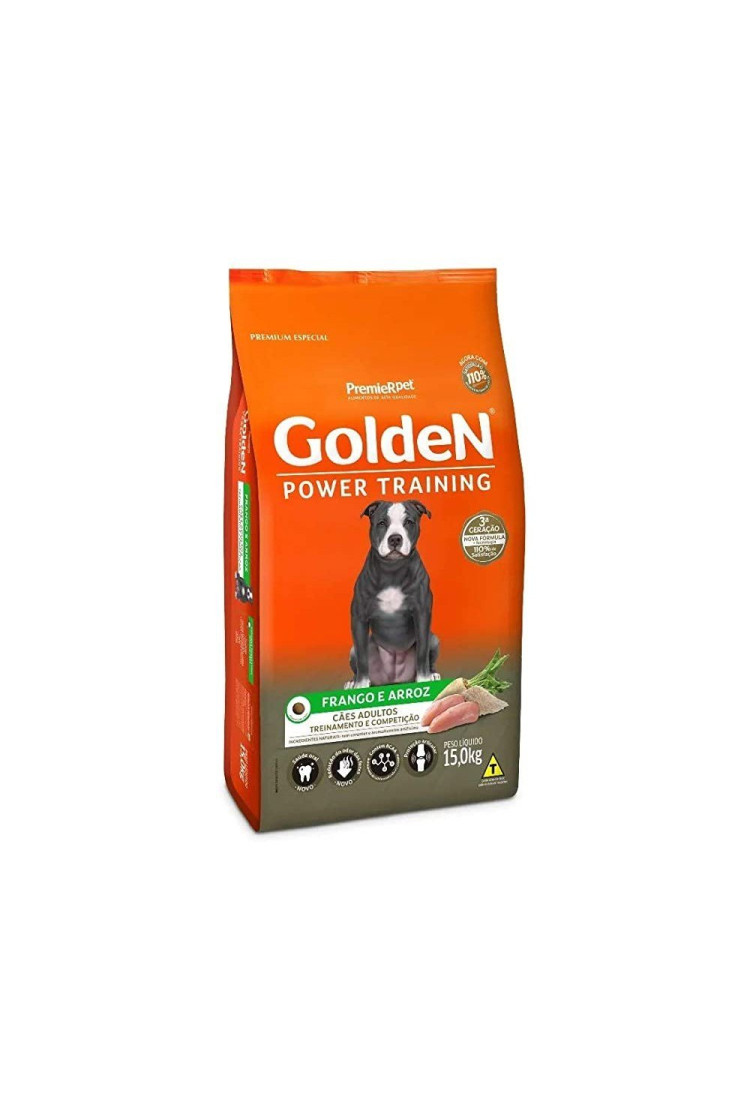 Ração Golden Power Training para Cães Adultos Sabor Frango e Arroz, 15kg Premier Pet Para Todas Grande Adulto Ração Golden Power Training para Cães Adultos Sabor Frango e Arroz, 15kg Premier Pet Para Todas Grande Adulto