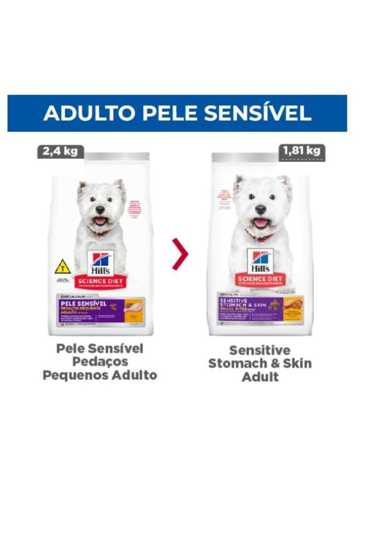 Ração Hills Science Diet Pele Sensível Pedaços Pequenos para cães adultos sabor frango 1.8kg Ração Hills Science Diet Pele Sensível Pedaços Pequenos para cães adultos sabor frango 1.8kg