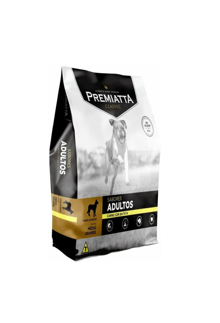 Ração Premiatta Classic Cães Adultos Raças Médias e Grandes Sabores Carne com Batata 15kg Ração Premiatta Classic Cães Adultos Raças Médias e Grandes Sabores Carne com Batata 15kg