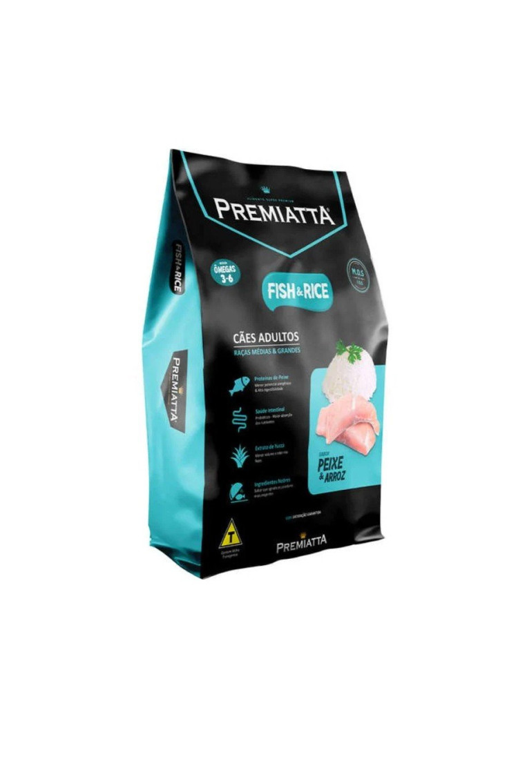 Ração Premiatta Nutricare Fish e Rice Cães Adultos Raças Médias e Grandes 15kg Ração Premiatta Nutricare Fish e Rice Cães Adultos Raças Médias e Grandes 15kg