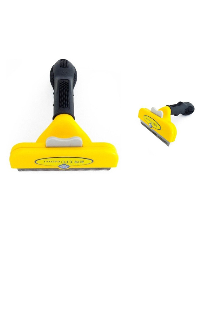 Rasqueadeira Funamei Caes Pelo Longo Escova Amarela Grande