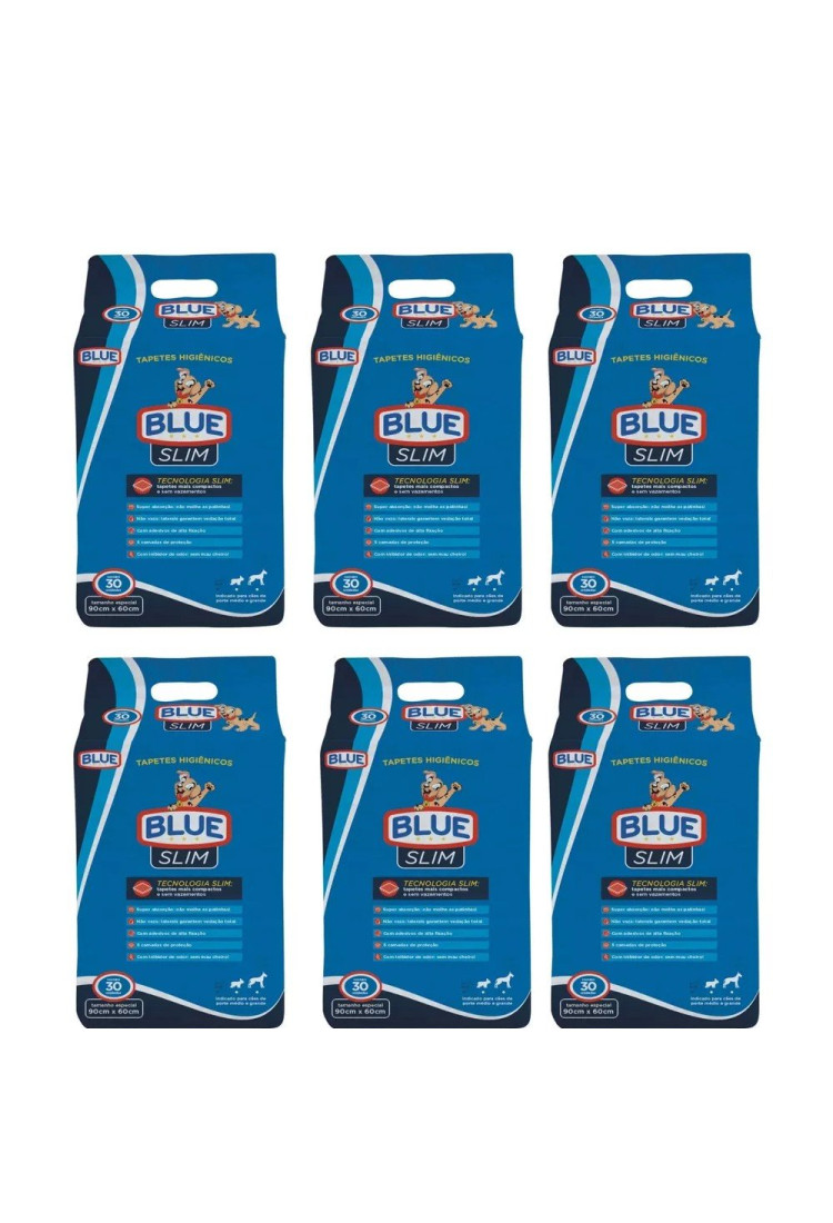 Tapete Blue Slim Pra Cachorro 30un Kit Com 180 Tapetes Tapete Blue Slim Pra Cachorro 30un Kit Com 180 Tapetes