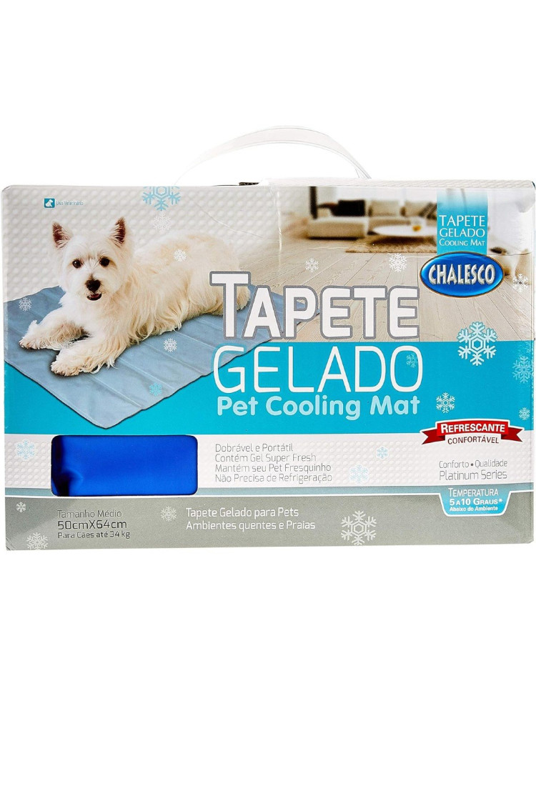 Tapete Gelado Tamanho M, 50cmx60cm Chalesco para Cães, Azul Tapete Gelado Tamanho M, 50cmx60cm Chalesco para Cães, Azul