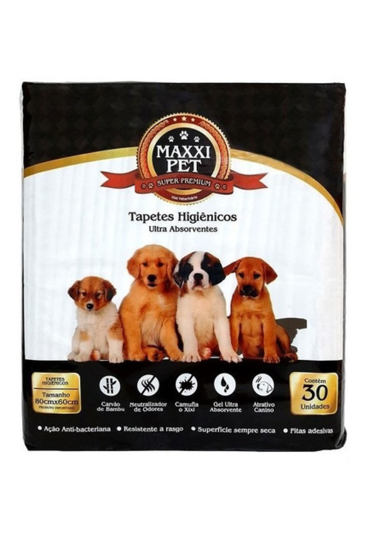Tapete Higiênico Maxxi Pet Carvão De Bambu Com 30 Unidades Tapete Higiênico Maxxi Pet Carvão De Bambu Com 30 Unidades