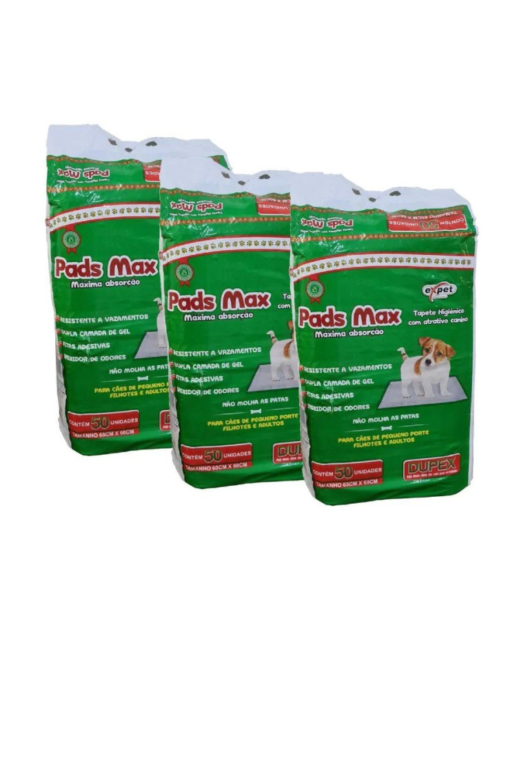 Tapete Higiênico para cães PetMax 50un kit c/3 pacotes EXPET Tapete Higiênico para cães PetMax 50un kit c/3 pacotes EXPET