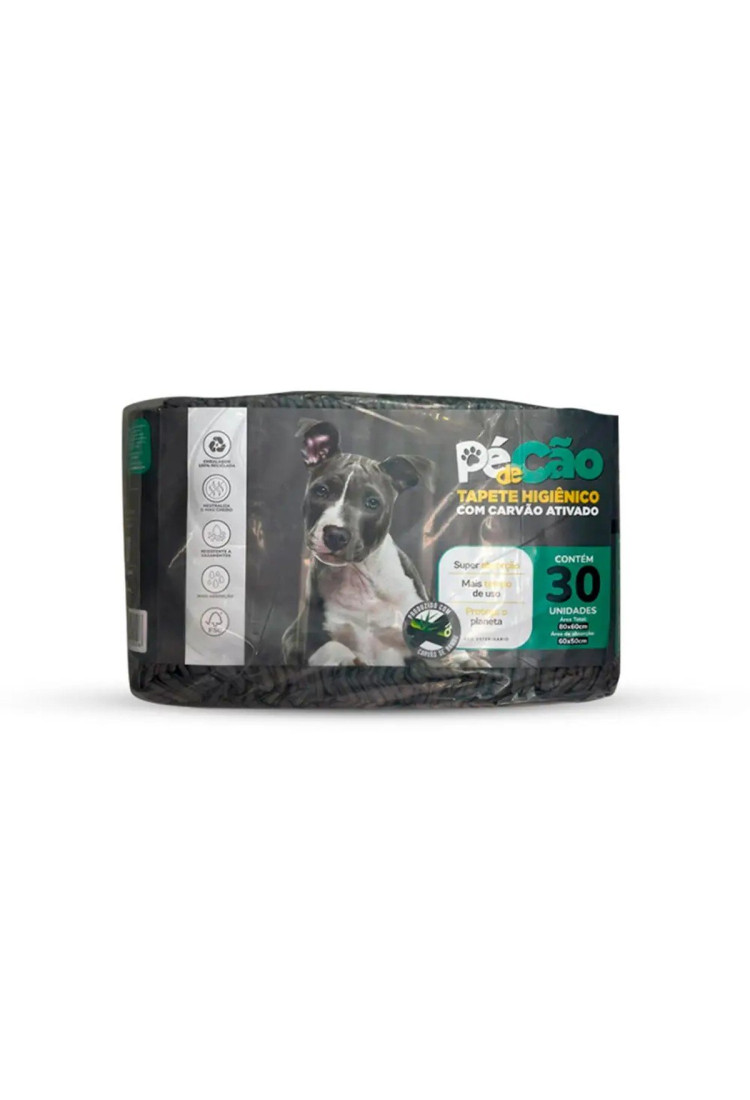 Tapete Higiênico Pé de Cão Carvão De Bambu 80x60cm 30 Unid Tapete Higiênico Pé de Cão Carvão De Bambu 80x60cm 30 Unid
