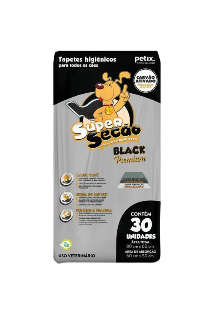 Tapetes Higiênico Supersecão Black Carvão Ativado 30Un Tapetes Higiênico Supersecão Black Carvão Ativado 30Un