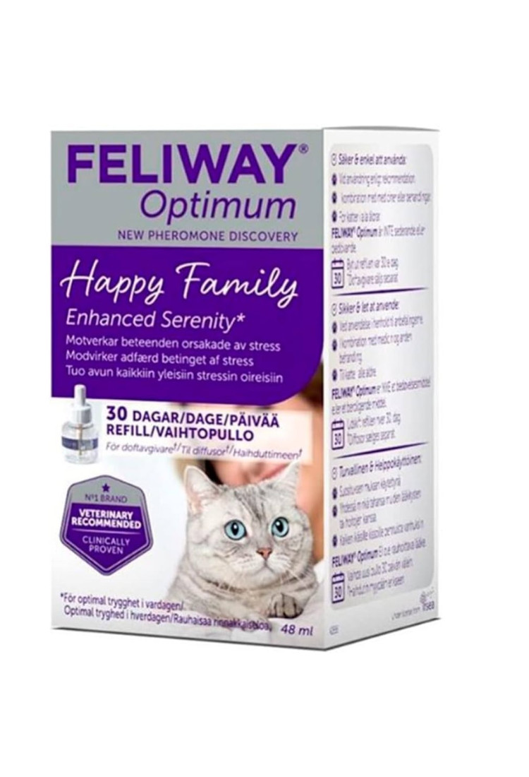 Feliway Optimum Refil de feromônios de calmação aprimorado, refil de 30 dias - 1 embalagem especial (48 ml)