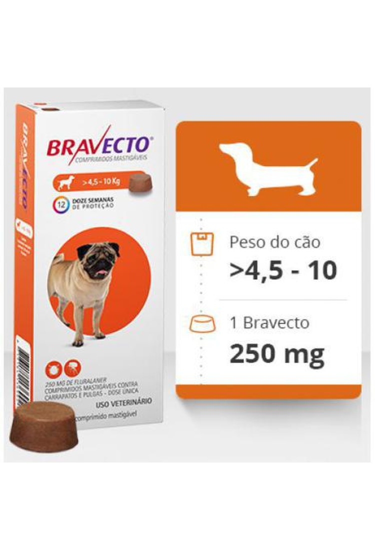 Antipulgas e Carrapatos MSD Bravecto para Cães de 4,5 a 10 Kg