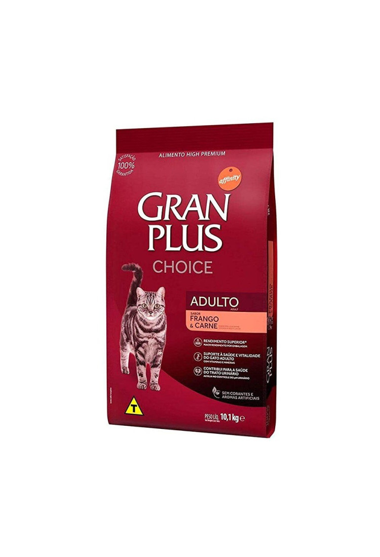 Ração Granplus Choice Frango E Carne Para Gatos Adultos 10,1kg Ração Granplus Choice Frango E Carne Para Gatos Adultos 10,1kg
