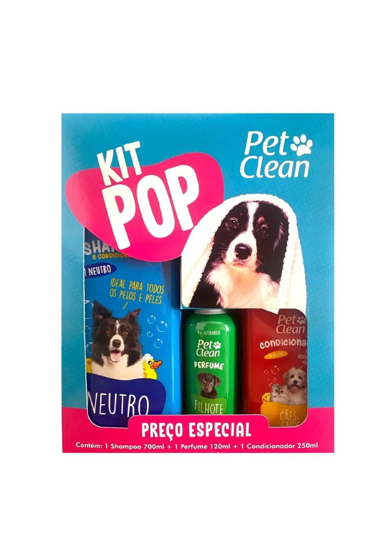 Kit Banho Pop Pet Clean Cachorro Cães Gatos