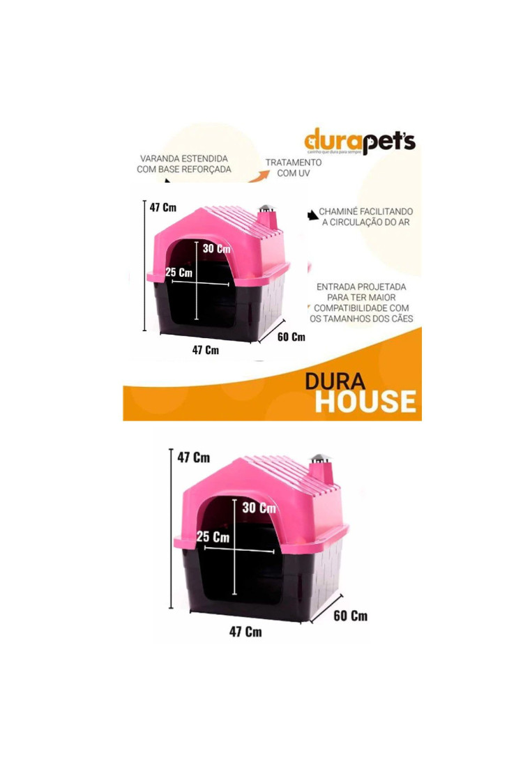 Casinha Para Cães com Chaminé DuraHouse N.03 Rosa - DURAPETS Casinha Para Cães com Chaminé DuraHouse N.03 Rosa - DURAPETS